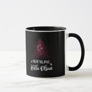 Happy New Year Weihnachtsbaum mit türkischer Flagg Tasse