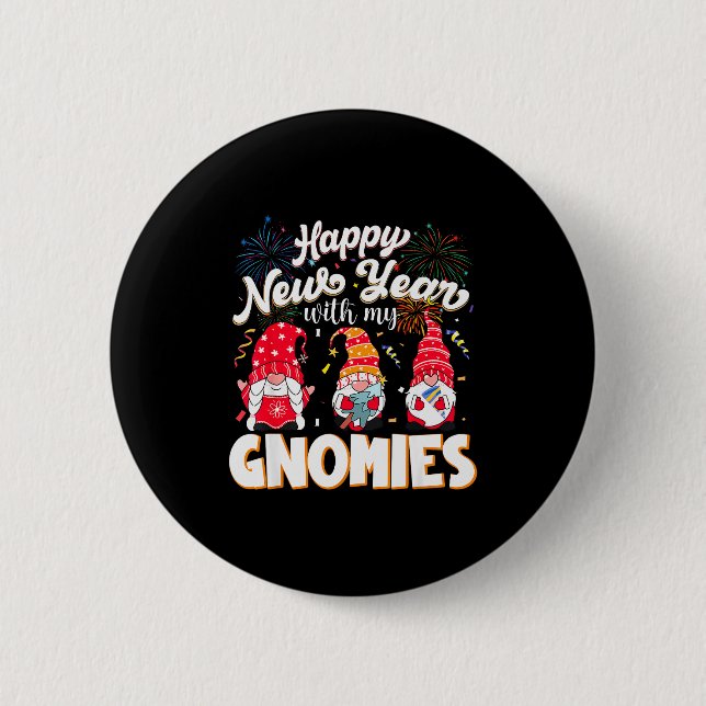 Happy New Year With My Gnomies Fireworks Kids Men  Button (Vorderseite)