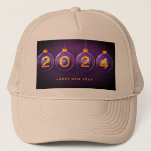 Happy New Year wünscht 2024 Bulbs Images Khaki-Cap Truckerkappe