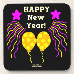 Happy New Year wünscht harten Kunststoff-Untersetz Getränkeuntersetzer