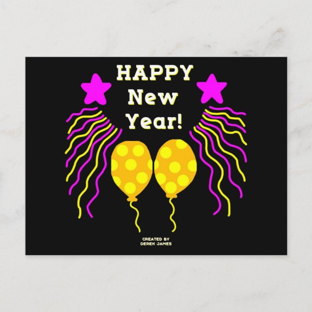 Happy New Year wünscht Postcard Postkarte (Vorderseite)
