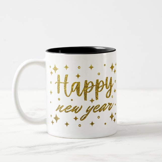 Happy New Year Zweifarbige Tasse (Links)