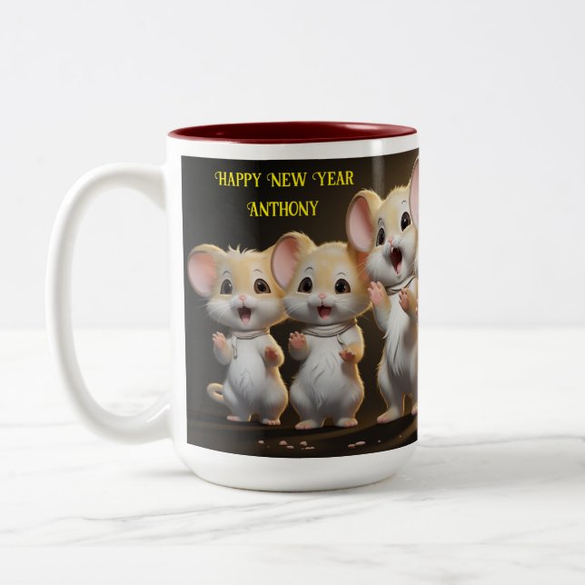 Happy New Year Zweifarbige Tasse (Links)