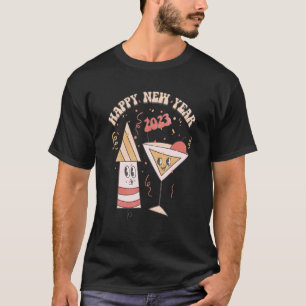 Happy New Years 2023 Retro Groovy Hallo 2023 NYE P T-Shirt