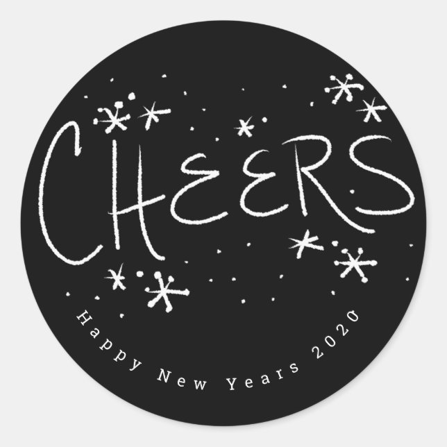 Happy New Years Hand Lettering Gefallen Runder Aufkleber (Vorderseite)