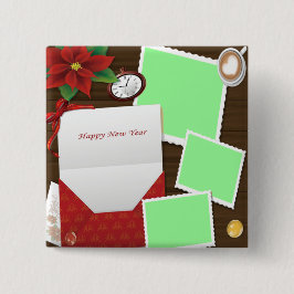Happy New Year's Holly Add Fotos Button-Back-Butto Button