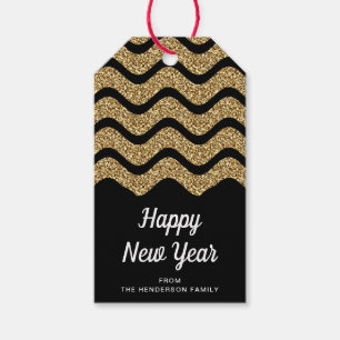 Happy New Years Imitate Gold Glitzer Geschenkanhänger