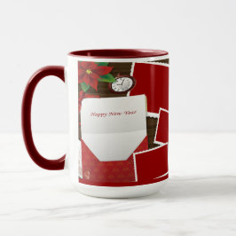 Happy New Year's mit Holly Add Your Fotos Tasse