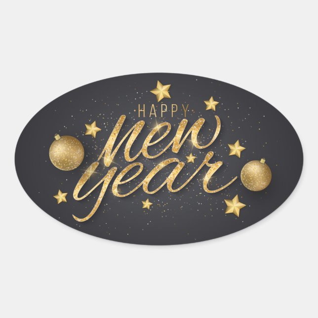Happy New Years Oval Sticker (Vorderseite)