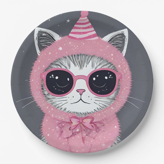 Happy New Year's Party - Cat in Disguise Pappteller (Vorderseite)