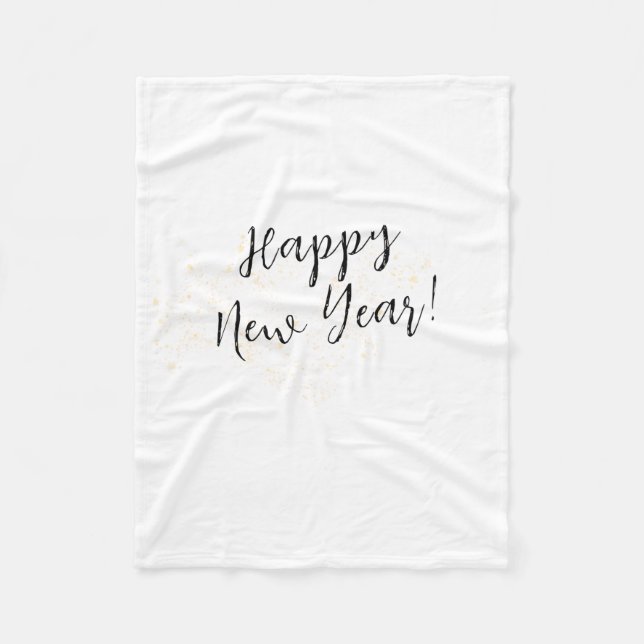 Happy New Years Simple Calligraphy Script  Fleecedecke (Vorderseite)