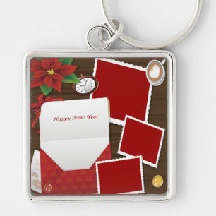 Happy New Year's with Holly Add Photos Keychain Schlüsselanhänger
