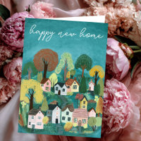 HAPPY NEW ZUHAUSE Niedlich Country Village Illustr
