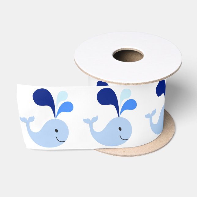 Happy Niedlich Blue Whale Satin Ribbon Satinband (Spule)
