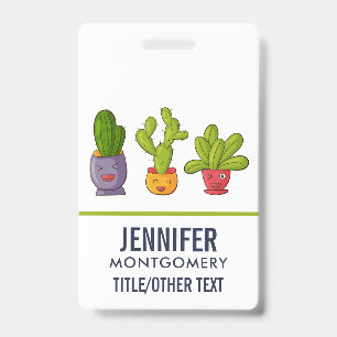 Happy Niedlich Cactus in Blume Pots Fun Illustrati Ausweis