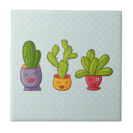 Happy Niedlich Cactus in Blume Pots Fun Illustrati Fliese