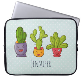 Happy Niedlich Cactus in Blume Pots Fun Illustrati Laptopschutzhülle