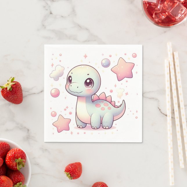 Happy Niedlich Dinosaur Babydusche Serviette (Beispiel)