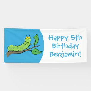 Happy niedlich Green Raupe Cartoon Illustration Banner