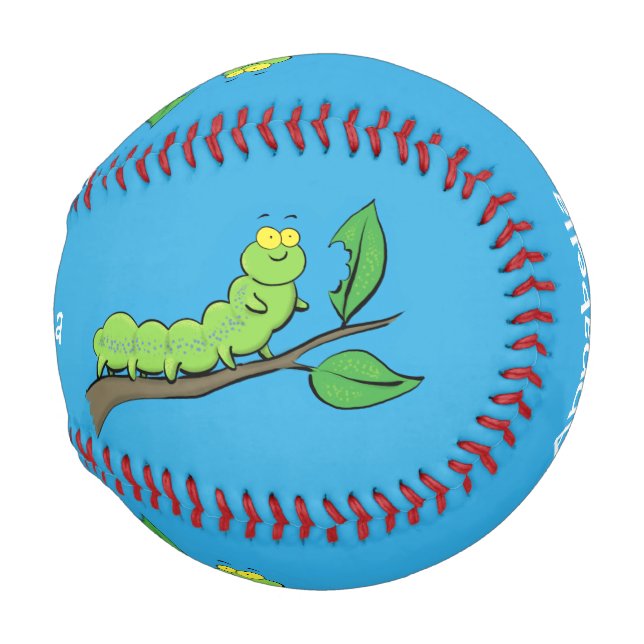 Happy niedlich Green Raupe Cartoon Illustration Baseball (Vorne Rechts)