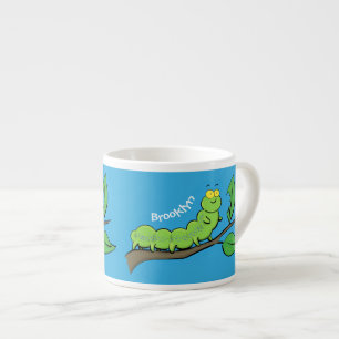 Happy niedlich Green Raupe Cartoon Illustration Espressotasse