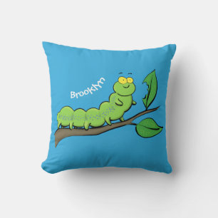 Happy niedlich Green Raupe Cartoon Illustration Kissen