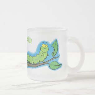 Happy niedlich Green Raupe Cartoon Illustration Mattglastasse