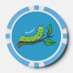 Happy niedlich Green Raupe Cartoon Illustration Pokerchips