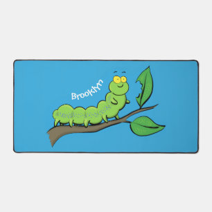 Happy niedlich Green Raupe Cartoon Illustration Schreibtischunterlage
