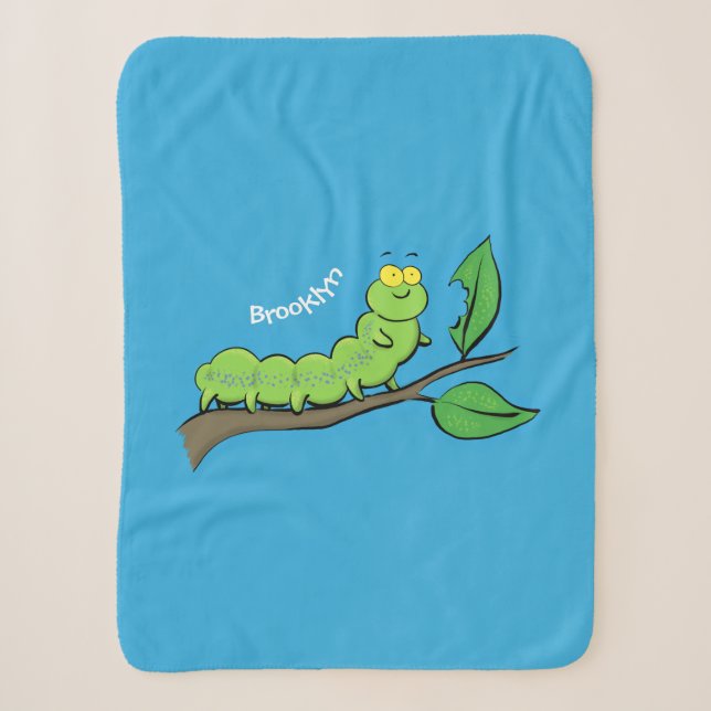 Happy niedlich Green Raupe Cartoon Illustration Sherpadecke (Vorderseite)