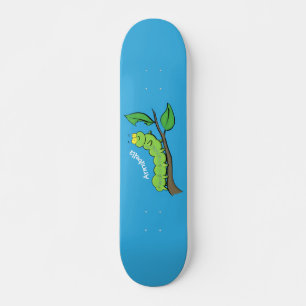 Happy niedlich Green Raupe Cartoon Illustration Skateboard