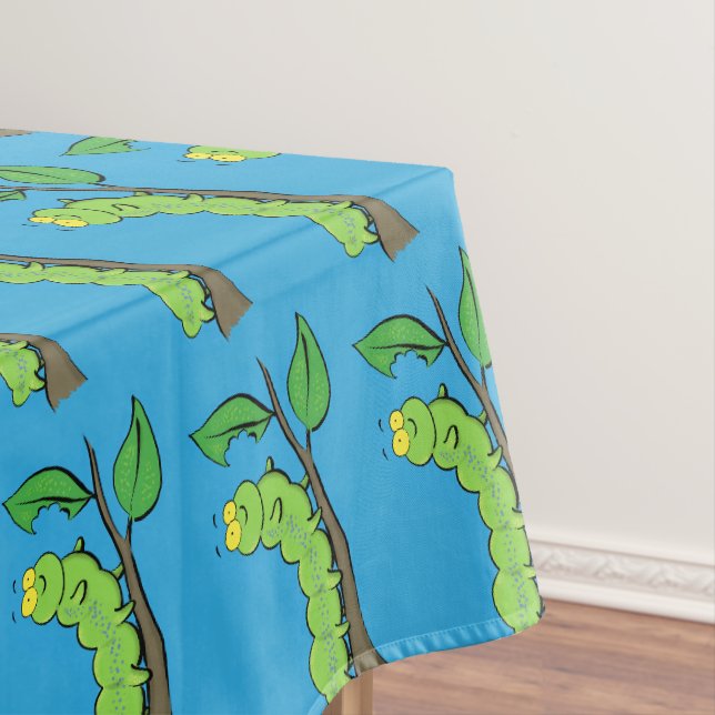 Happy niedlich Green Raupe Cartoon Illustration Tischdecke (Beispiel)