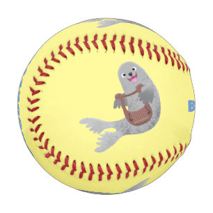 Happy niedlich Harp Siegel Cartoon Illustration Baseball