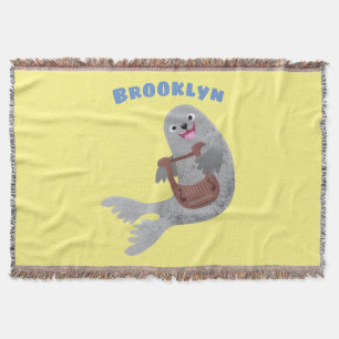 Happy niedlich Harp Siegel Cartoon Illustration Decke