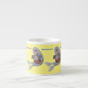 Happy niedlich Harp Siegel Cartoon Illustration Espressotasse