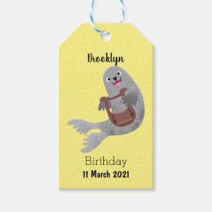 Happy niedlich Harp Siegel Cartoon Illustration Geschenkanhänger