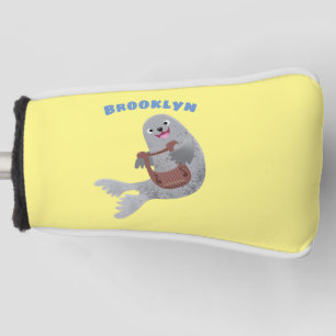 Happy niedlich Harp Siegel Cartoon Illustration Golf Headcover