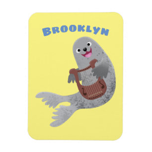 Happy niedlich Harp Siegel Cartoon Illustration Magnet