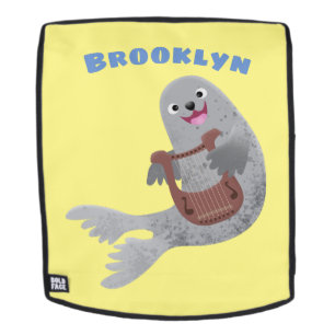Happy niedlich Harp Siegel Cartoon Illustration Rucksack