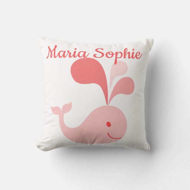 Happy Niedlich Pink Whale Kissen (Vorderseite)