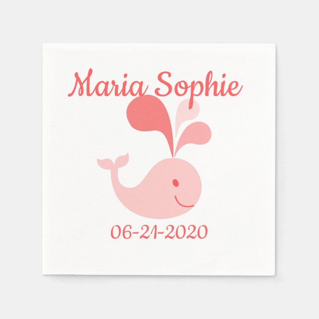 Happy Niedlich Pink Whale Serviette (Vorderseite)