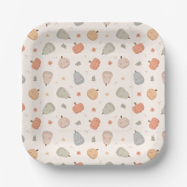 Happy Niedlich Pumpkin Pattern - Paper Tellers Pappteller (Vorderseite)