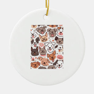 Happy Niedlich Puppies Muster 1 Keramik Ornament
