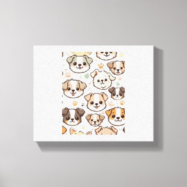 Happy Niedlich Puppies Pattern Leinwanddruck (Vorderseite)