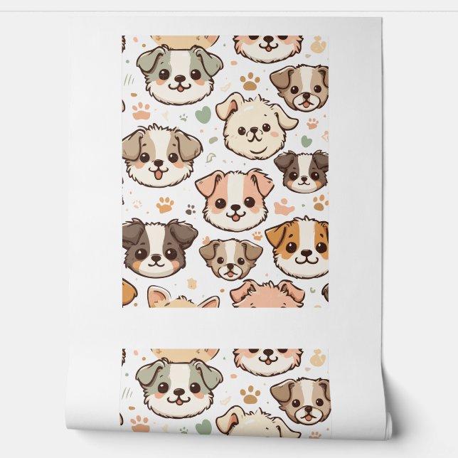 Happy Niedlich Puppies Pattern Tapete (Abrollen)