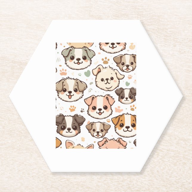 Happy Niedlich Puppies Pattern Untersetzer (Vorderseite)