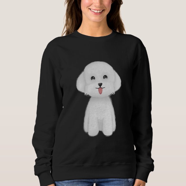 Happy Niedlich White Dog Sweatshirt (Vorderseite)