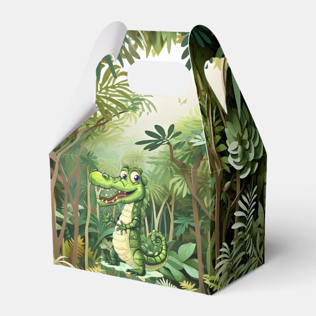 Happy Niedlich Wild Crocodile Jungle Trees Schöne Geschenkschachtel (Rückseite)