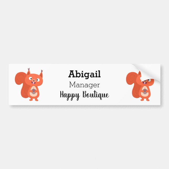 Happy niedliche Red Eichhörnchen Cartoon Illustrat Autoaufkleber (Vorne)
