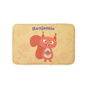 Happy niedliche Red Eichhörnchen Cartoon Illustrat Badematte